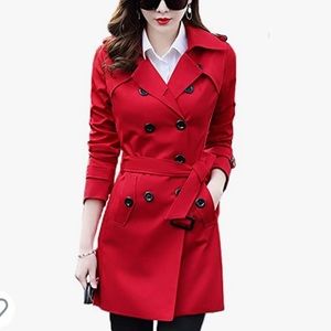 FARVALUE Women's Double Breasted Trench Coat